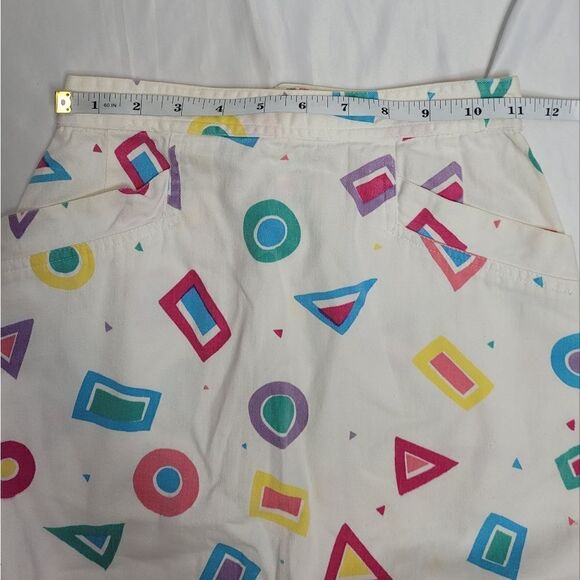 VINTAGE 90s geometric print button back pencil skirt XS - Picture 8 of 10